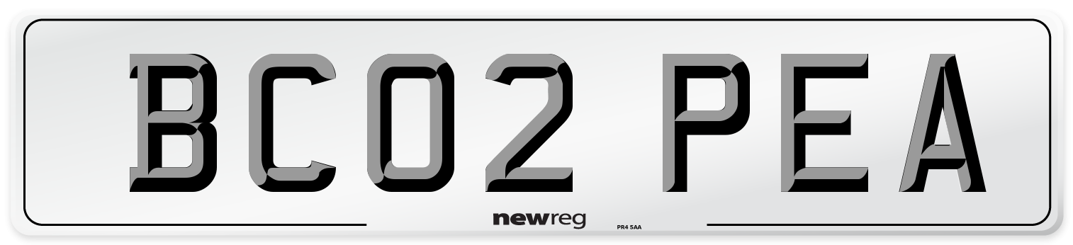 BC02 PEA Number Plate from New Reg